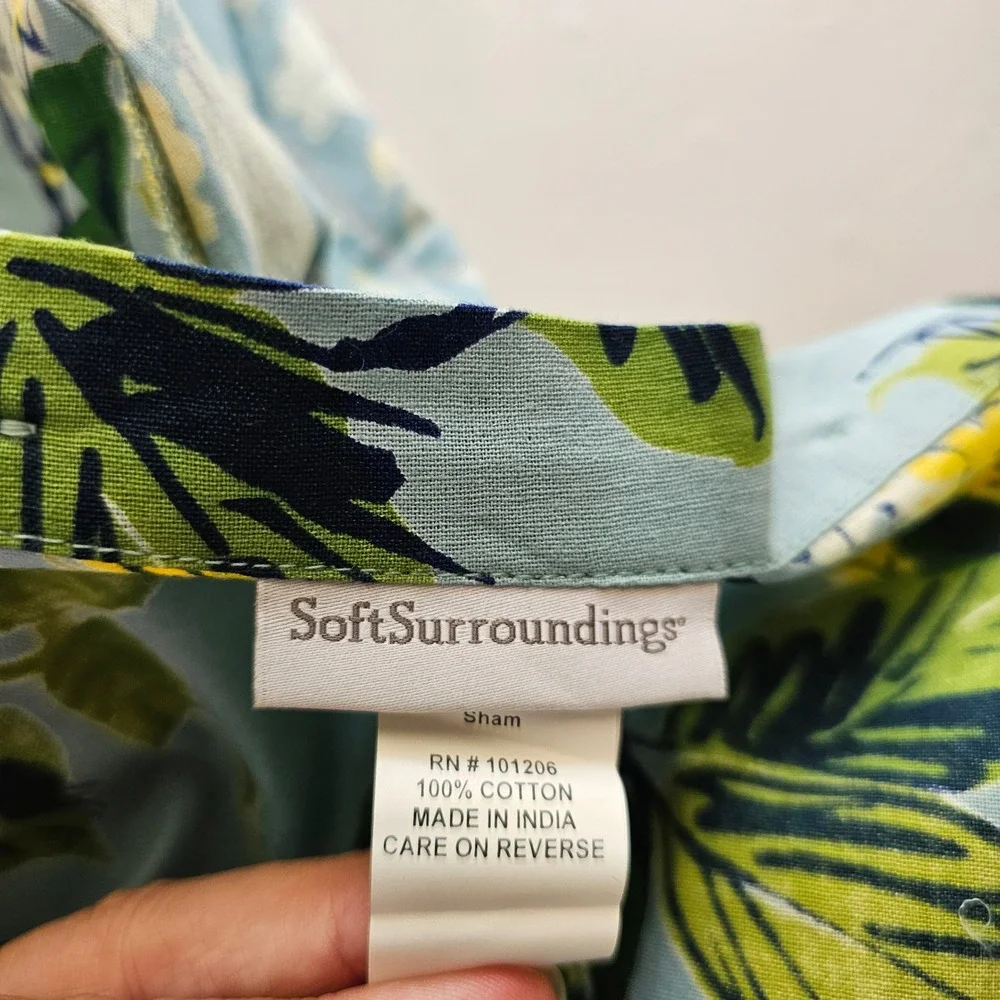NWOT 2 Soft‎ Surroundings Euro Pillow Shams Blue Floral Hydrangea Cotton 25x25